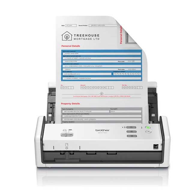 Brother ADS-1300 Escáner de Escritorio Compacto | Dúplex, 30 ppm, USB-C, 600 dpi, ADF 20 Hojas
