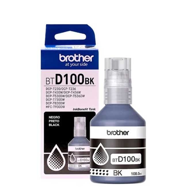 Botella de tinta Brother BTD100BK negro – 108 ml, 7 500 páginas – ideal para DCP‑T230/430W/436W