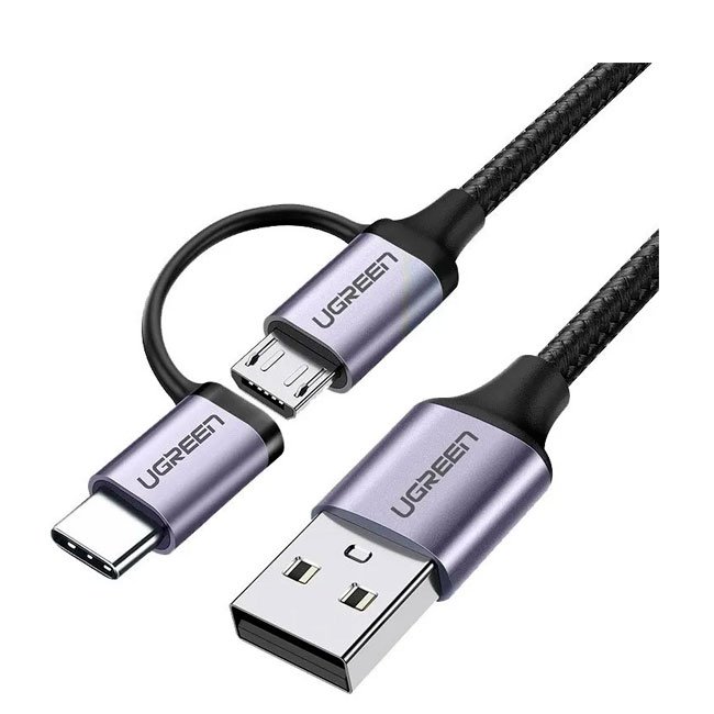 Cable USB-A a Micro USB + USB-C 2 en 1 de 1 Metro US177 (30875)