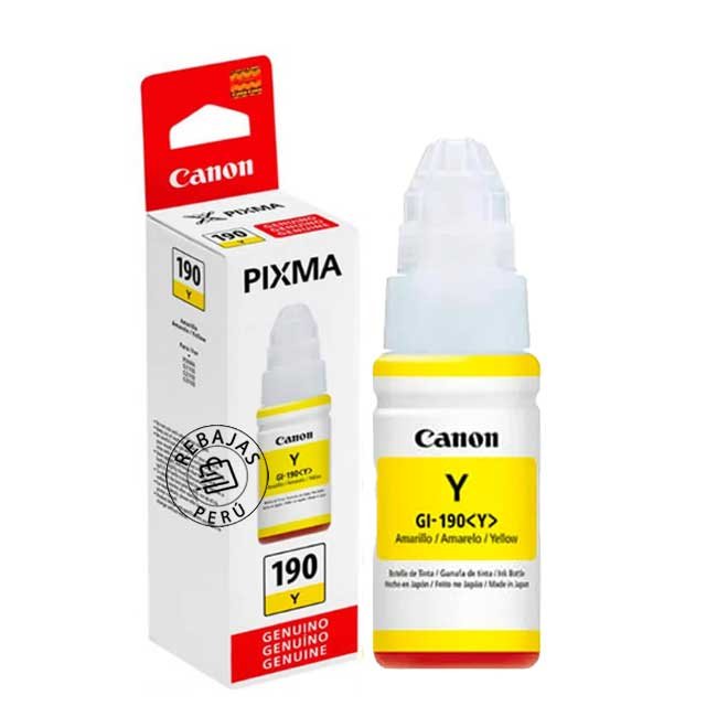 Tinta Canon GI-190Y Yellow Original | Rinde más y cuida tu impresora