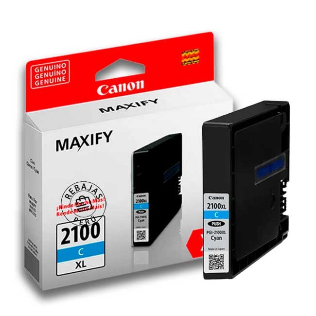 Tinta Canon PGI-2100XL Cyan Original de Alta Capacidad
