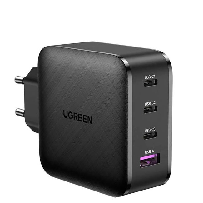 Cargador UGREEN CD224 65W – 3 USB-C + 1 USB-A, GaN, Carga Rápida
