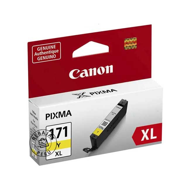 Tinta Canon CLI-171 XL Yellow Original XL | Alto Rendimiento y Calidad