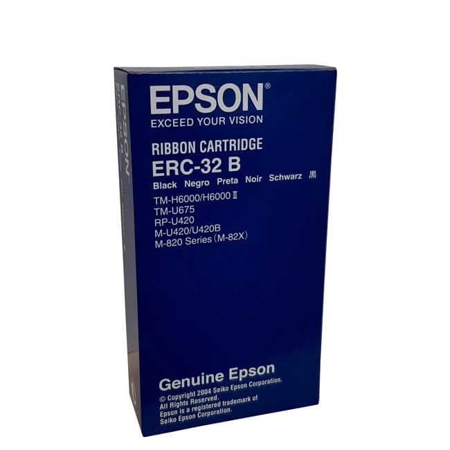 Cartucho de Cinta Epson ERC-32B Negro Original | 6 Millones de Caracteres | Compatible con TM-H6000II, TM-U675, M820