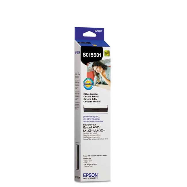 Cartucho de Cinta Epson S015631 Original Negro para Impresoras LX-350, LX-300+II | Alta Durabilidad