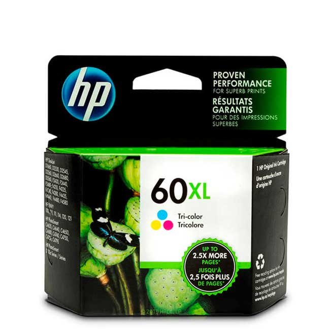 Tinta HP CC644WL 60XL Tricolor 440 páginas Rendimiento Alta Calidad