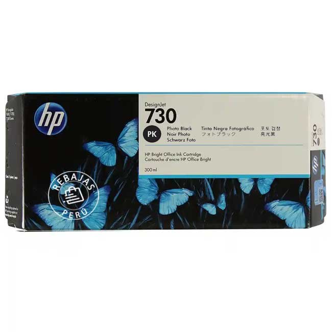 Tinta HP 730 Photo Black original P2V73A 300ml para impresoras HP profesionales