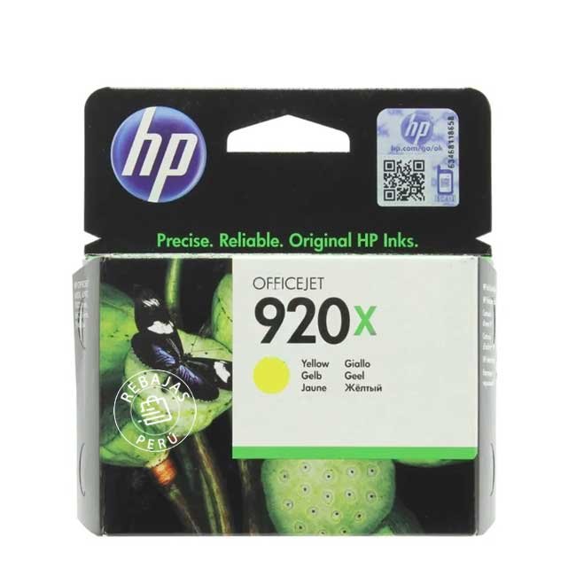 Tinta HP 920XL Yellow Original CD974AL Alto Rendimiento 700 páginas