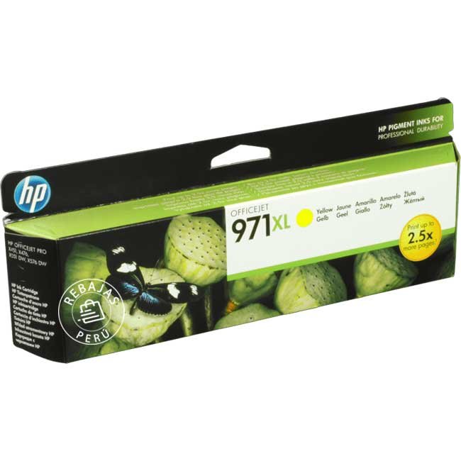 Tinta HP 971XL Yellow Original CN628AM | Rendimiento de 6600 páginas