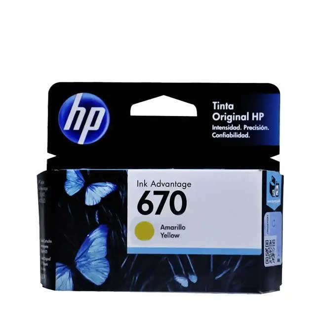Tinta HP 670 Yellow CZ116AL | Rendimiento de 300 páginas