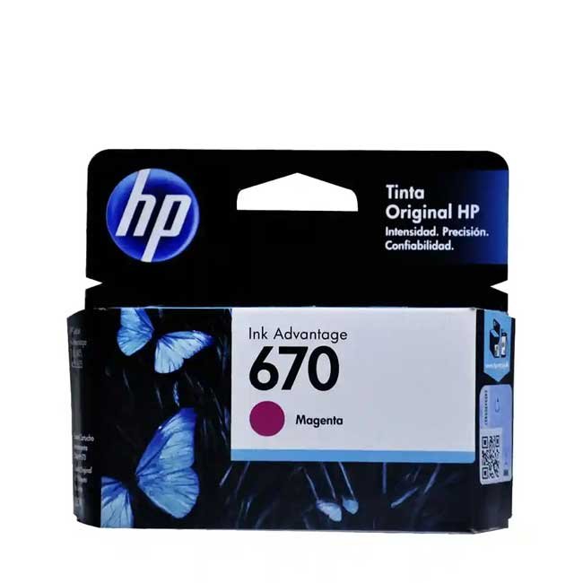Tinta HP 670 Magenta CZ115AL | Rendimiento de 300 páginas