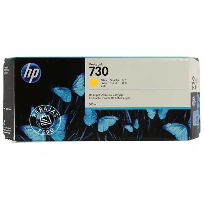 Tinta HP 730 Yellow original P2V70A 300ml para impresoras HP profesionales