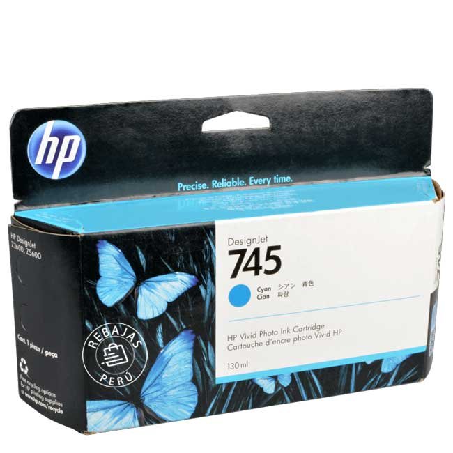 Tinta HP F9J97A 745 130ml Cyan Original para Plotters