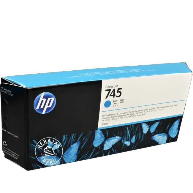 Tinta HP 745 Cyan F9K03A 300ml Original para Plotters HP