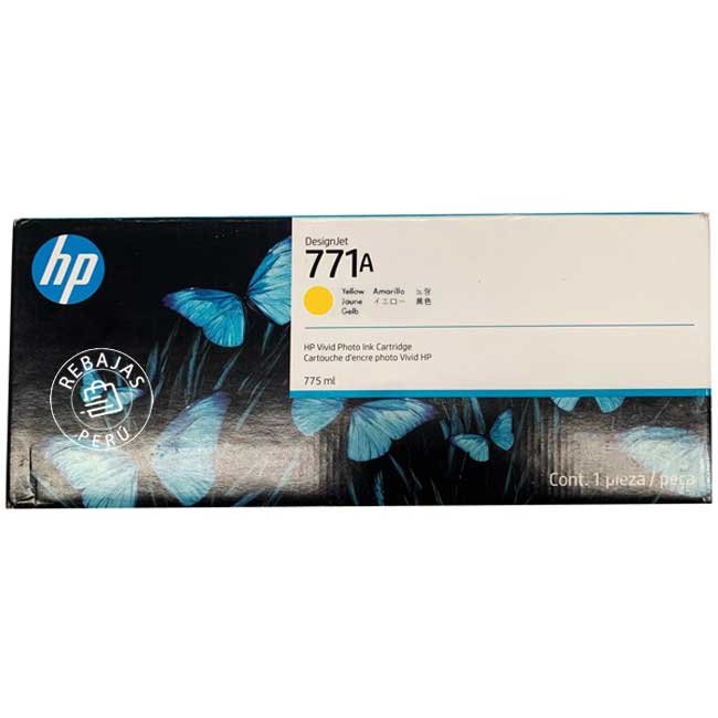 Tinta HP B6Y18A 771A Yellow 775ml Original (CE040A) Alta Calidad