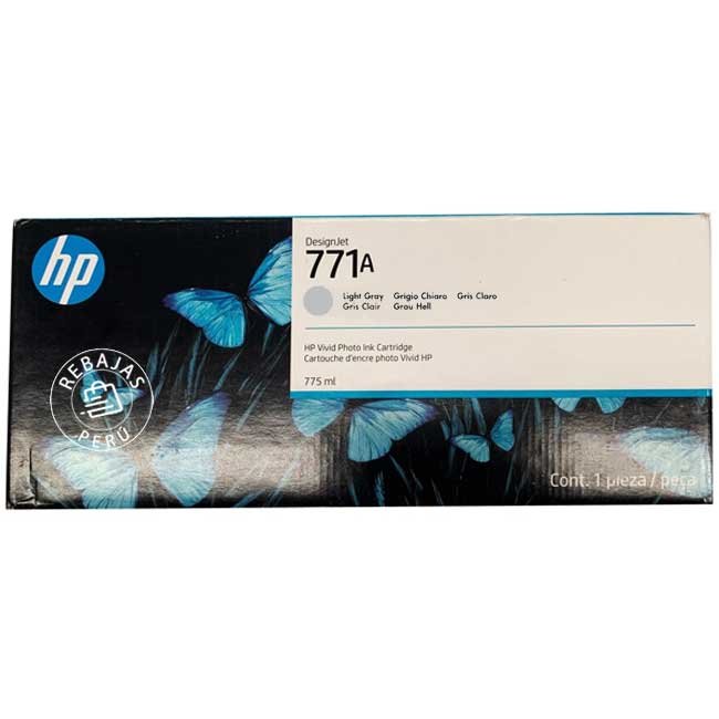 Tinta HP B6Y22A 771A Light Gray 775ml Original (CE044A) Alta Calidad
