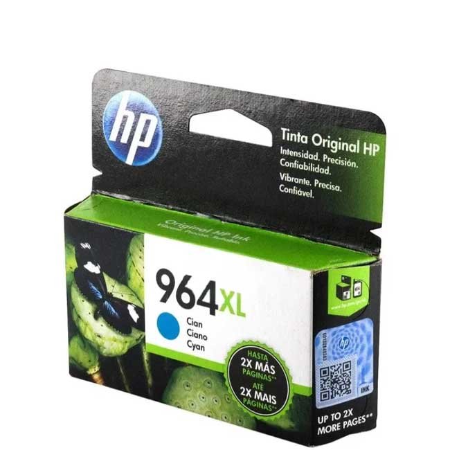Tinta HP 3JA54AL (964XL) Cyan para impresora 1,600 páginas calidad original