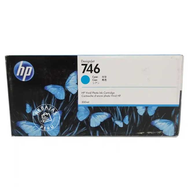 Tinta HP 746 Cyan P2V80A de 300 ml para HP DesignJet Z6 y Z9 – Original Pigmentada