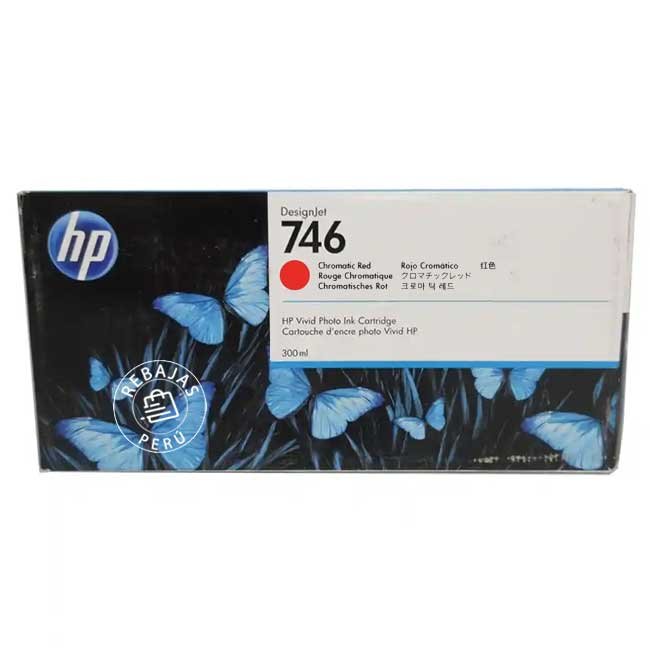 Tinta HP 746 Chromatic Red P2V81A de 300 ml para HP DesignJet Z6 y Z9 – Original Pigmentada