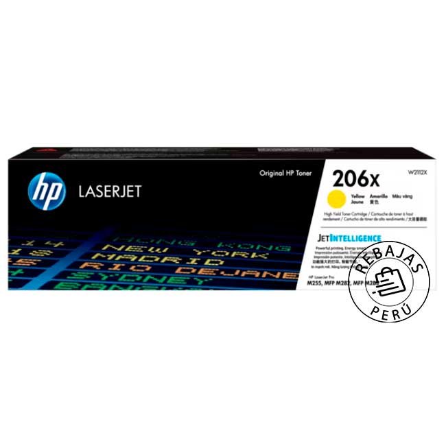 Cartucho de Tóner HP W2112X 206X Amarillo Original 2450 Páginas para LaserJet Pro M255 M283