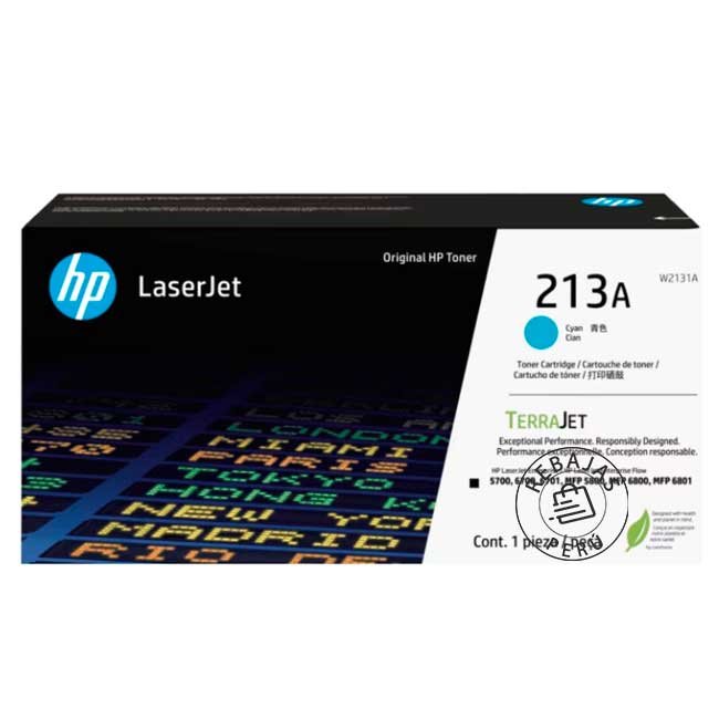 Tóner HP W2131A 213A Cian Original 3000 Páginas para LaserJet Enterprise 5700 5800 6700 6800