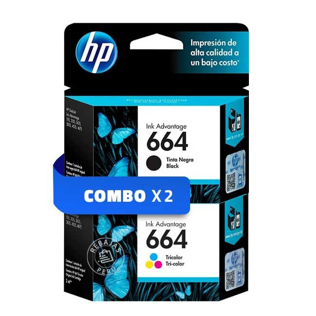 Combo de Tinta HP 664 Negro + Tricolor Original para impresoras HP