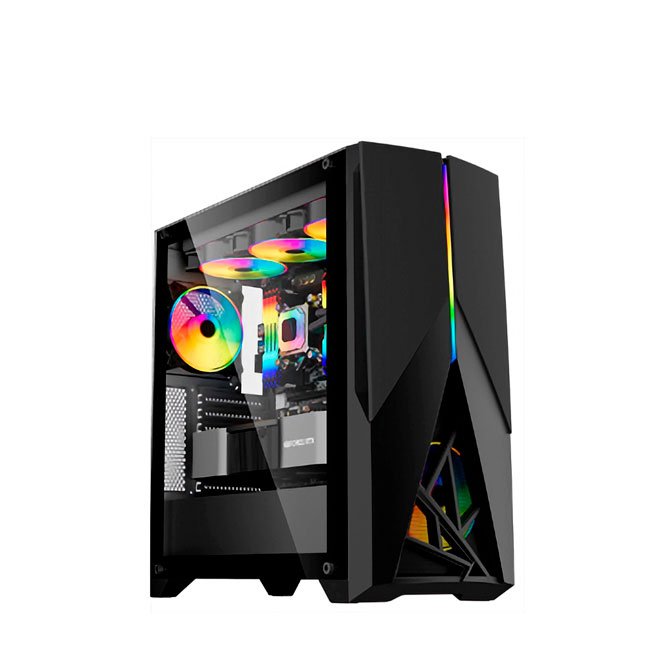 Case Gamer TEROS TE-1174N Mid Tower con Vidrio Templado, ARGB, USB 3.0 – Negro