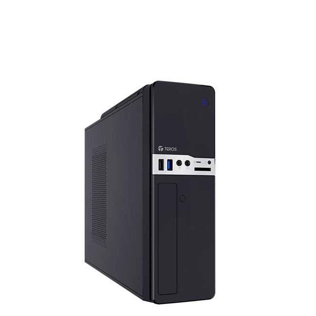 Case TEROS TE-1032S Slim con Fuente 250W, Micro-ATX/Mini-ITX, USB 3.2, Negro