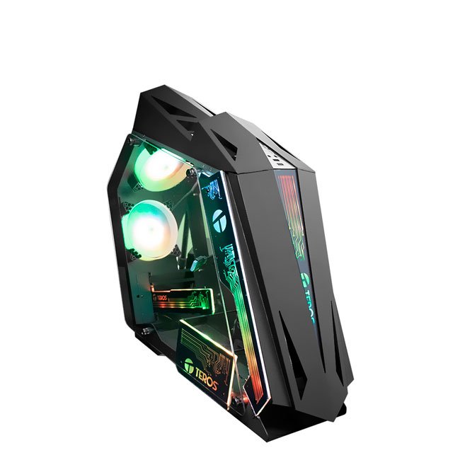 Case Gamer TEROS TE-1314G Mid Tower con Vidrio Templado y 4 Ventiladores ARGB - USB 3.0 - Negro