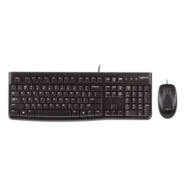 Combo Logitech MK120 USB con Teclado y Mouse Negro en Español Resistente y Ergonómico