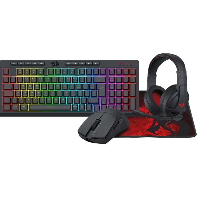 Combo Redragon 4 en 1 S147-SP con Teclado K515 RGB Español, Mouse M724 12400DPI, Auriculares H211 y Mousepad P016 Speed