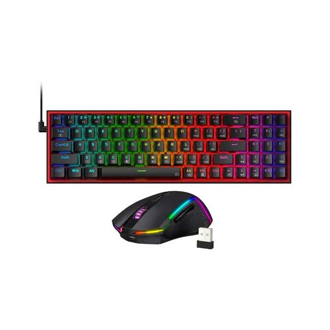 Combo Redragon POLLUX Mecánico 75% RGB + Mouse TRIDENT 8000 DPI Wireless Black