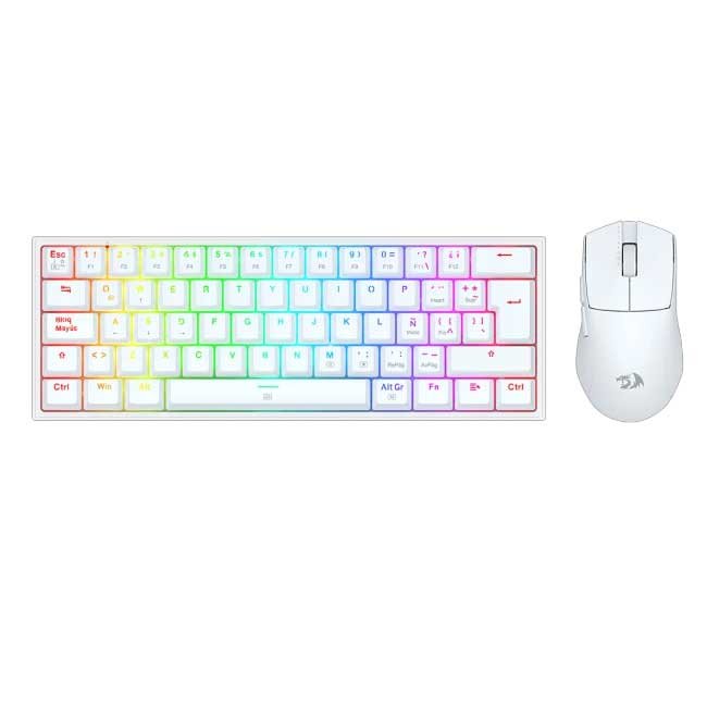 Combo Redragon S143 Teclado Mecánico K617RGB Español + Mouse Gamer M724 White 12400 DPI