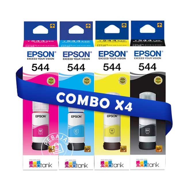 Combo Tintas Epson T544 Negro + Color para L5290 L3210 L3250