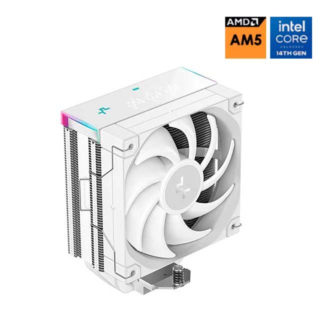 Cooler para Procesador DeepCool AK400 Digital Pro WH Blanco con Pantalla Multidatos y RGB – Intel LGA1851/1700 y AMD AM5/AM4