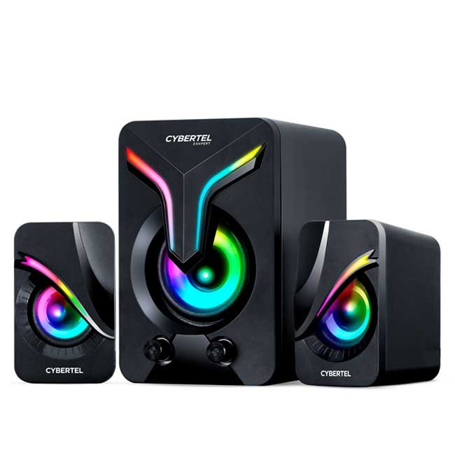 Parlantes Gamer Cybertel Exxpert CBX S500 2.1 RGB con Woofer 3", Control de Volumen y Bajos USB