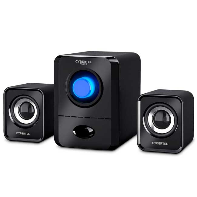 Parlantes Cybertel Killer CYB S501 2.1 LED Azul con Control de Volumen y Conexión USB para PC y Laptop
