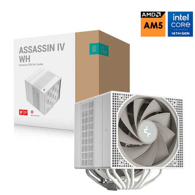 Disipador de Procesador DeepCool ASSASSIN IV WH, 7 Tubos de Calor, Ventiladores 120/140mm, Dual Mode Silencioso y Rendimiento – Blanco