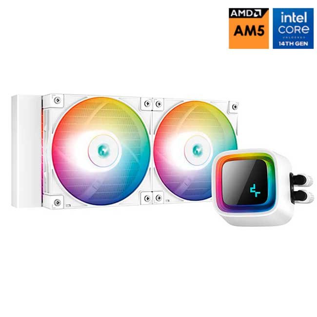 Refrigeración líquida DeepCool LS520 WH 240mm con ventiladores A-RGB y radiador de aluminio