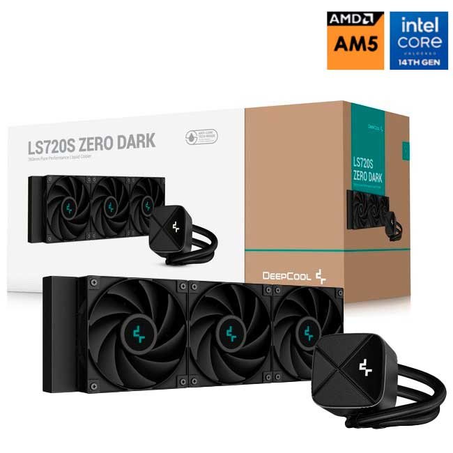 Refrigeración Líquida DeepCool LS720S ZERO DARK 360mm | AIO Silenciosa y Potente