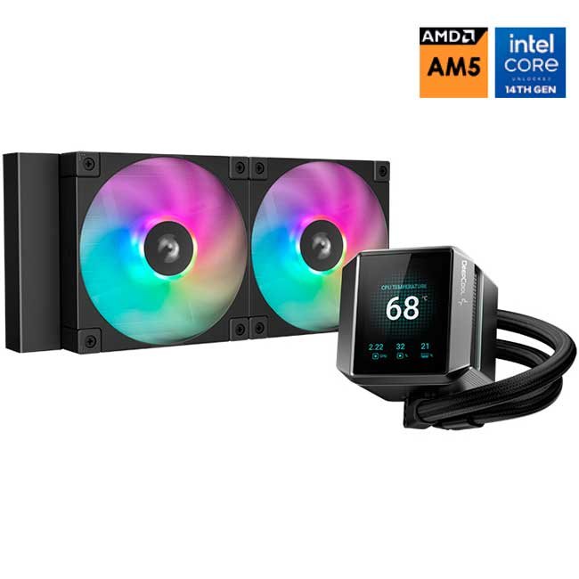 DeepCool MYSTIQUE 240 ARGB – Refrigeración líquida AIO 240mm con pantalla LCD personalizable y ventiladores ARGB
