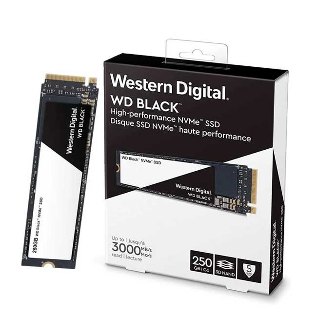 Disco SSD Western Digital WD Black NVMe 250GB M.2 2280 PCIe Gen3 3000MB/s Lectura 1600MB/s Escritura Negro
