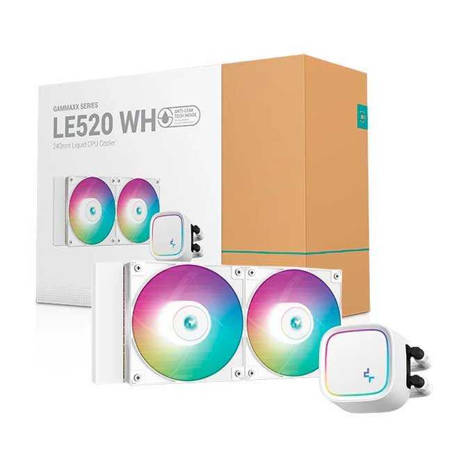 Enfriamiento Líquido DeepCool Gammaxx LE520 WH Blanco ARGB 240mm, Intel 1155/1700, AMD AM4/AM5
