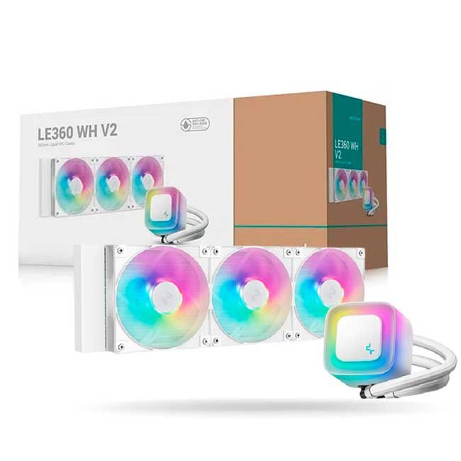 Enfriamiento Líquido DeepCool LE360 V2 White 360mm ARGB, Intel 1700/1851, AMD AM5/AM4