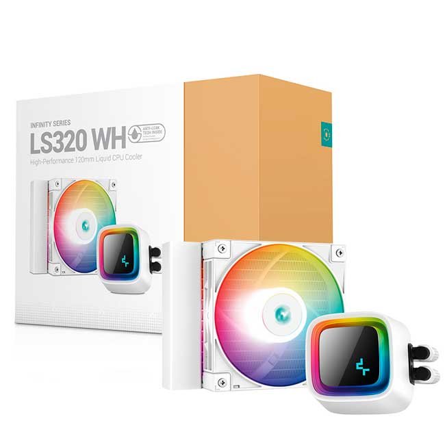 Enfriamiento Líquido DeepCool LS320 WH Blanco ARGB 120mm, Intel 1700/1851, AMD AM5/AM4