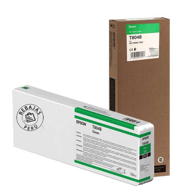 Tinta Epson T804B00 Ultrachrome HD Green 700ml Original y Rendidora
