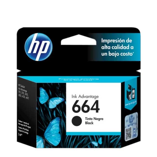 Tinta HP 664 Negra Original F6V29AL - 120 páginas para impresora HP