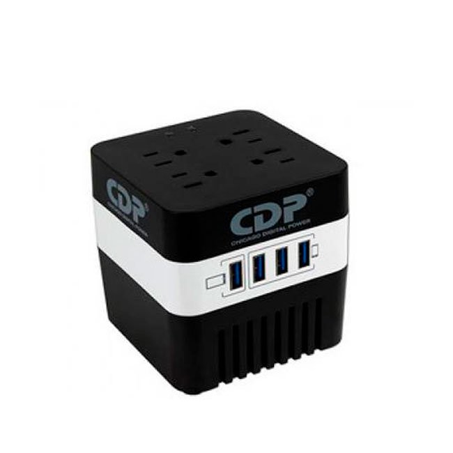 Estabilizador CDP RU-AVR604I 600VA 300W con 4 Salidas CA y 4 Puertos USB – Protección AVR y Sobrecargas