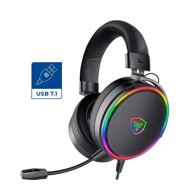 Audífono Gamer FANATIC MIC HG8000 7.1 USB RGB con Micrófono Desmontable y Sonido Envolvente
