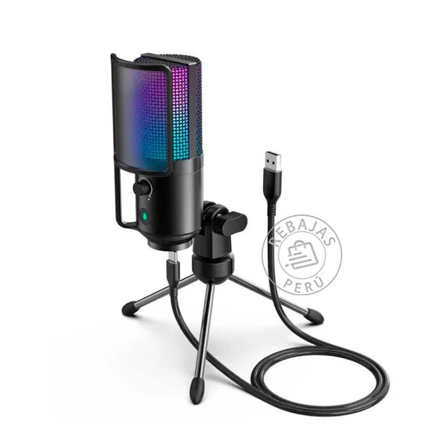Micrófono Fifine K669PRO3 con Trípode USB-C, RGB y Sonido Profesional